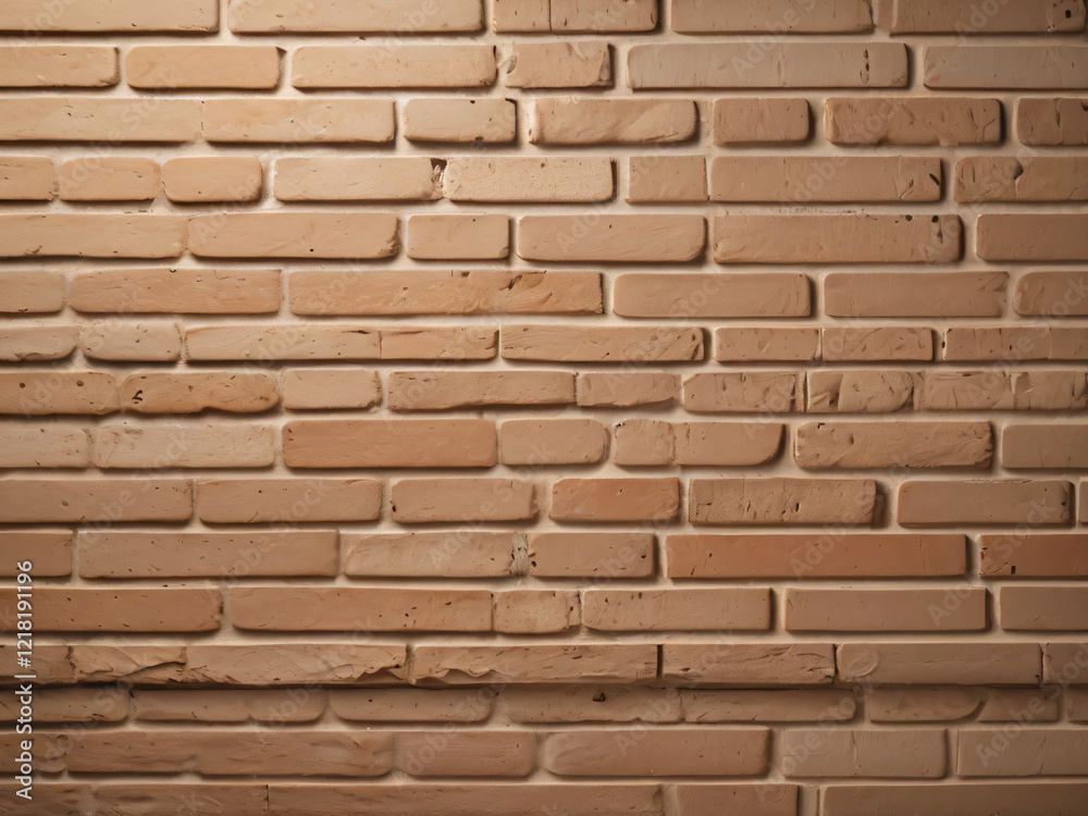 Fototapeta premium The brick wall's bricks have a matte finish with rough textures.