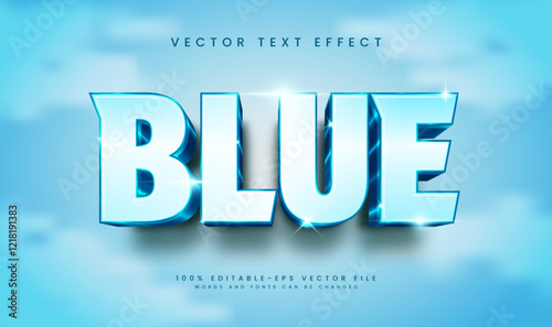 3d Blue elegant editable vector text effect, suitable for blue fresh theme