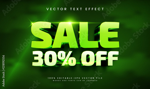 3d Green sale editable vector text effect, suitable for poster, banner, or promotion product title