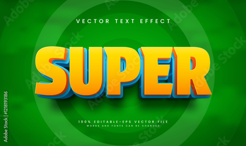 3d Super green editable vector text effect, suitable for poster, banner, or promotion product title