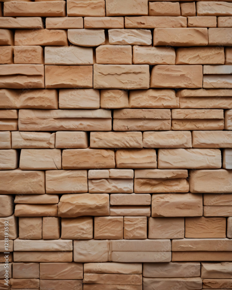 Fototapeta premium The brick wall's bricks have a slightly weathered appearance.