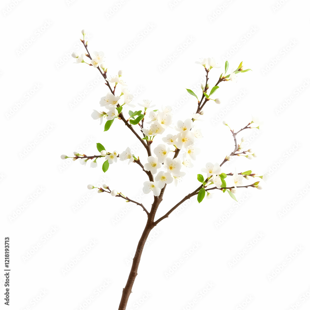 A Flowering cherry tree isolated on the white background A Flowering cherry tree isolated on the white background