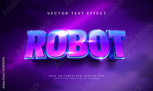 3d Modern robot editable vector text effect, suitable for digital technology concept