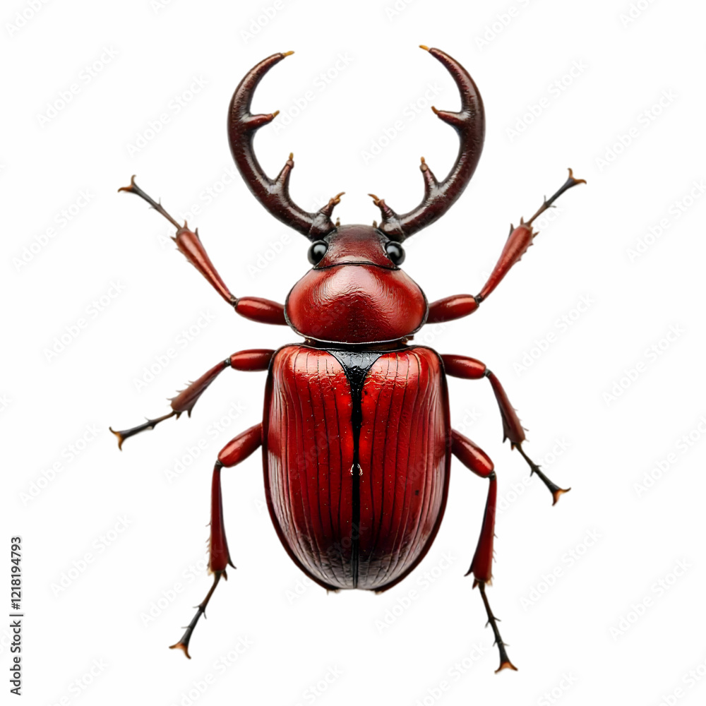 Fototapeta premium Reddish-brown Stag Beetle isolated on a white background