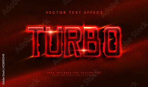 3d Red turbo editable vector text effect, suitable for modern red light concept