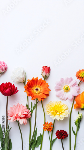 colorful flowers on a white background summer blooming floral arrangement
