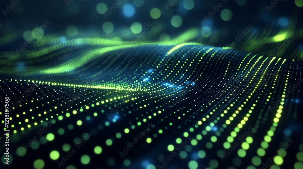 Abstract Green and Blue Light Wave Pattern Abstract Green and Blue Light Wave Pattern