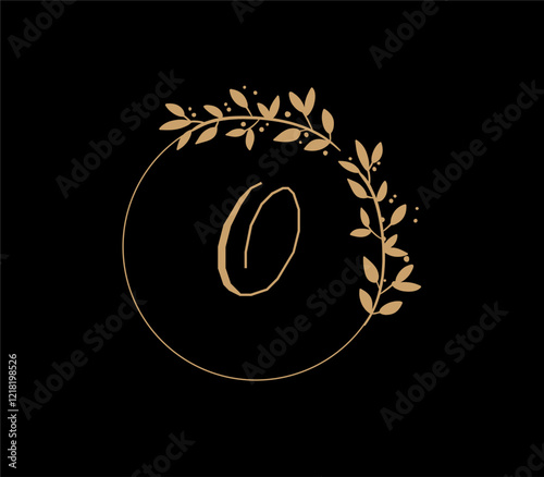 The logo has an elegant and classic design, with the main element being a monogram of the initials, such as the letters A and B, written using a calligraphy or serif font with fine details. The gold c