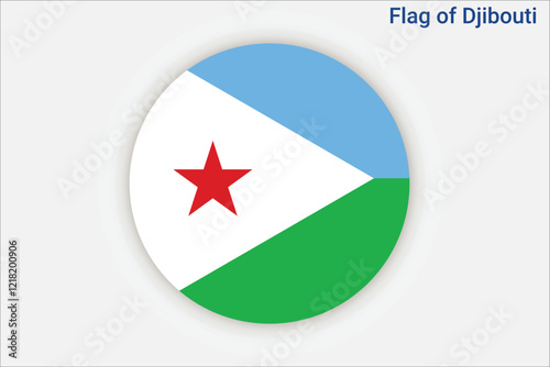 High detailed flag of Djibouti. National Djibouti flag. Africa. 3D illustration.