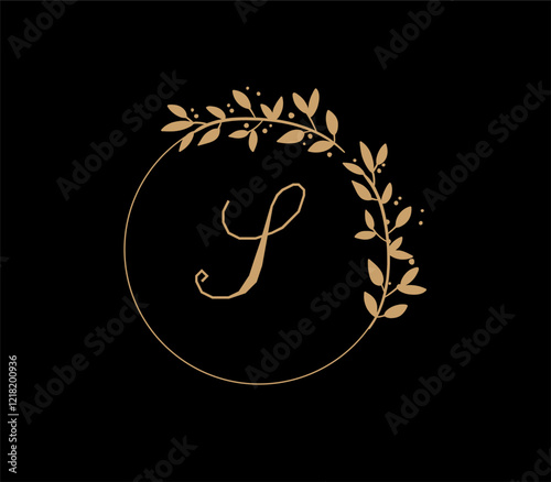 The logo has an elegant and classic design, with the main element being a monogram of the initials, such as the letters A and B, written using a calligraphy or serif font with fine details. The gold c