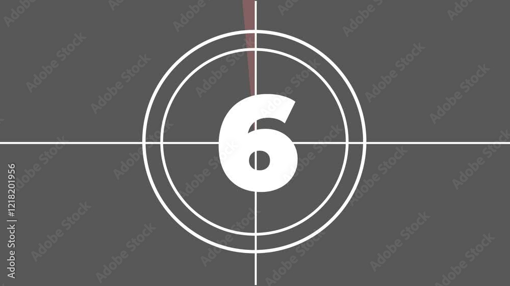  Digital number timer concept and countdown. 10 seconds countdown from ten to zero (retro projector style).  Transparent 4K Alpha Channel.