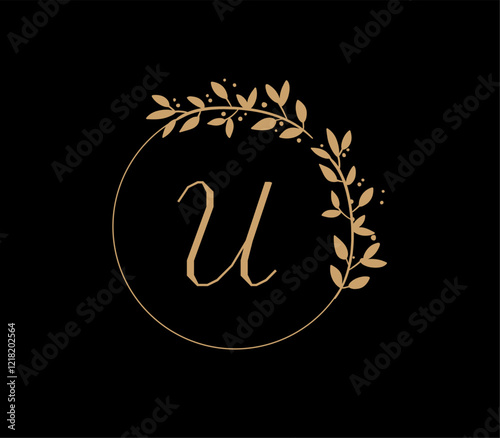 The logo has an elegant and classic design, with the main element being a monogram of the initials, such as the letters A and B, written using a calligraphy or serif font with fine details. The gold c