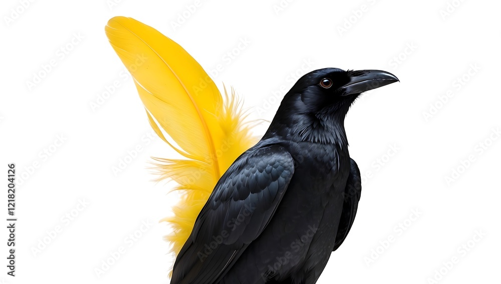 Obraz premium Striking Raven with Vibrant Yellow Feather Detail