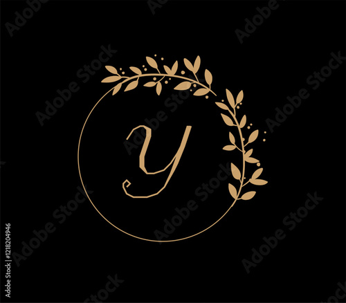 The logo has an elegant and classic design, with the main element being a monogram of the initials, such as the letters A and B, written using a calligraphy or serif font with fine details. The gold c