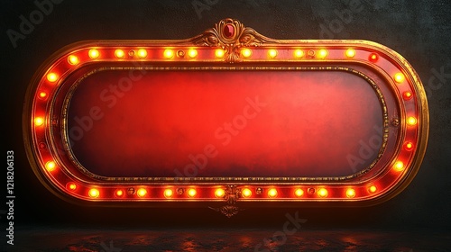 Illuminated Vintage Signboard With Red Background