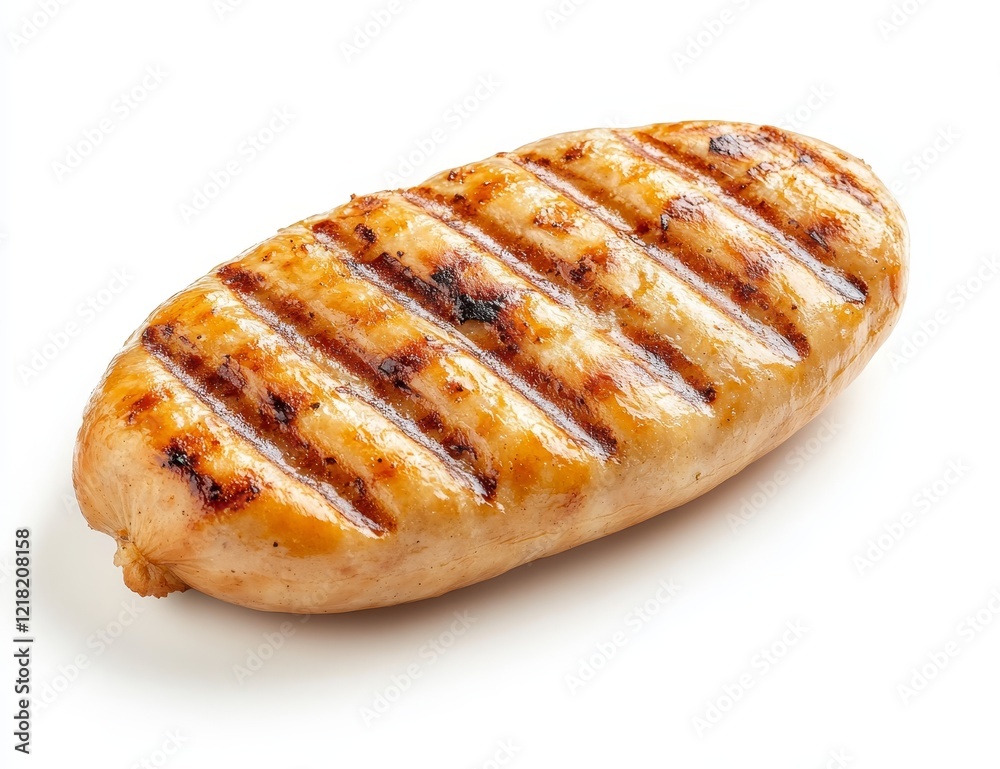 Grilled chicken breast, close-up, isolated on white background. Grilled chicken breast, close-up, isolated on white background.