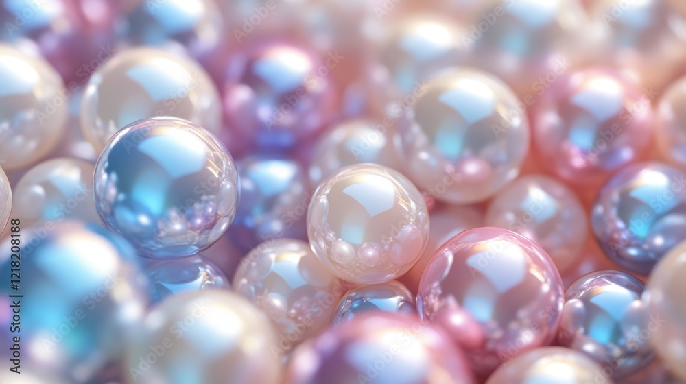 Iridescent Pearls Clustered Together In Soft Light Iridescent Pearls Clustered Together In Soft Light