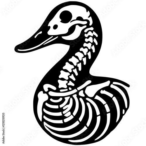 Silhouette portrait of duck skeleton