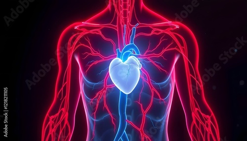 Human Heart Anatomy Blood Vessels Medical Illustration
