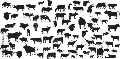 Cow silhouettes in diverse