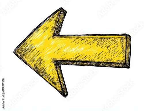 Hand-drawn yellow left arrow pointing left.