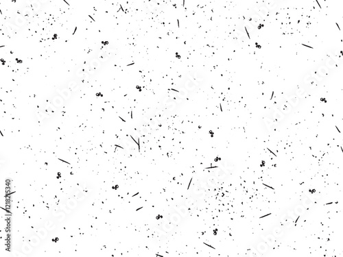 Abstract vector noise. Small particles of debris and dust. Grunge background. Abstract mild textured effect. Vector Illustration. Black isolated on white.