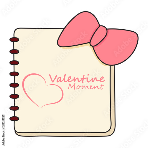 book illustration for Valentine's Day decorated with a pink bow tie