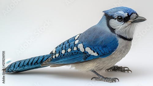 Blue Jay Bird Profile, White Background, Studio Shot, Wildlife photo