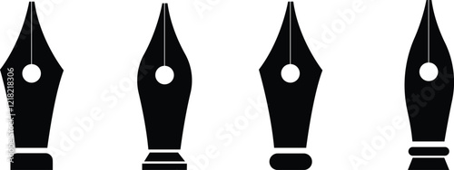 Pen nib icon set.fountain pen tool icon. vector element can be used for nib feather pen designed concept from education collection.Fountain pen nib glyph vector, sign, symbol, logo, illustration.