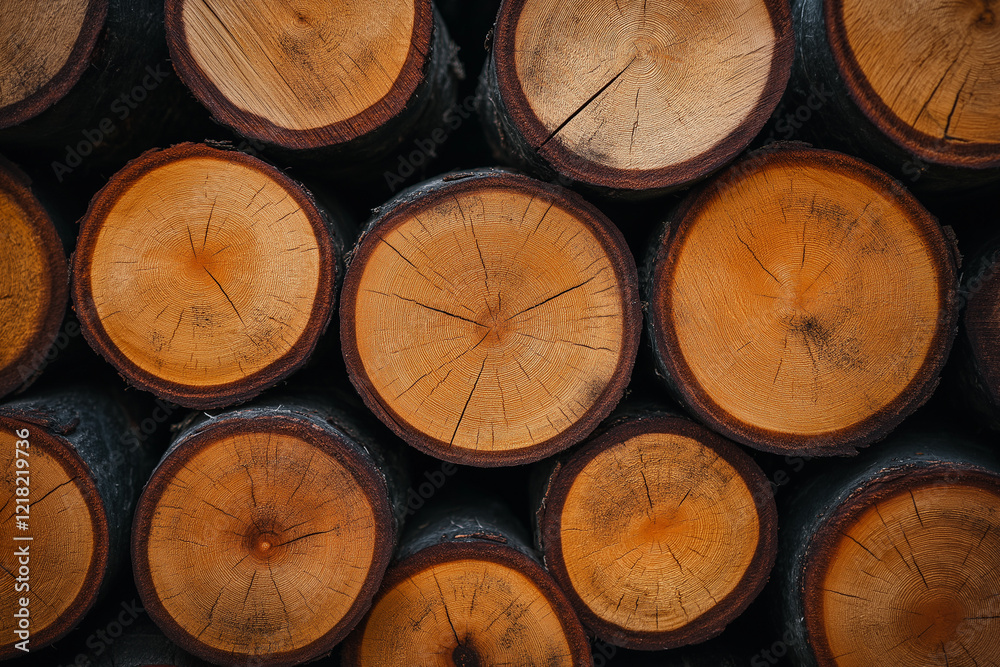 Stacked Logs with Natural Wood Patterns Stacked Logs with Natural Wood Patterns