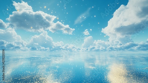 Wallpaper Mural Luxury Gradient Background of Sky Blue with Glitter Gold 8k Torontodigital.ca