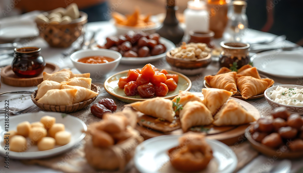 A Festive Table Spread Of Middle Eastern Sweets And Savories A Festive Table Spread Of Middle Eastern Sweets And Savories