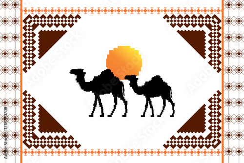 Seamless vector pixel pattern for fabric or printing.