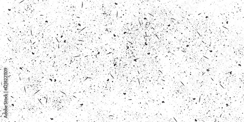 Abstract vector noise. Small particles of debris and dust. Grunge background. Abstract mild textured effect. Vector Illustration. Black isolated on white.