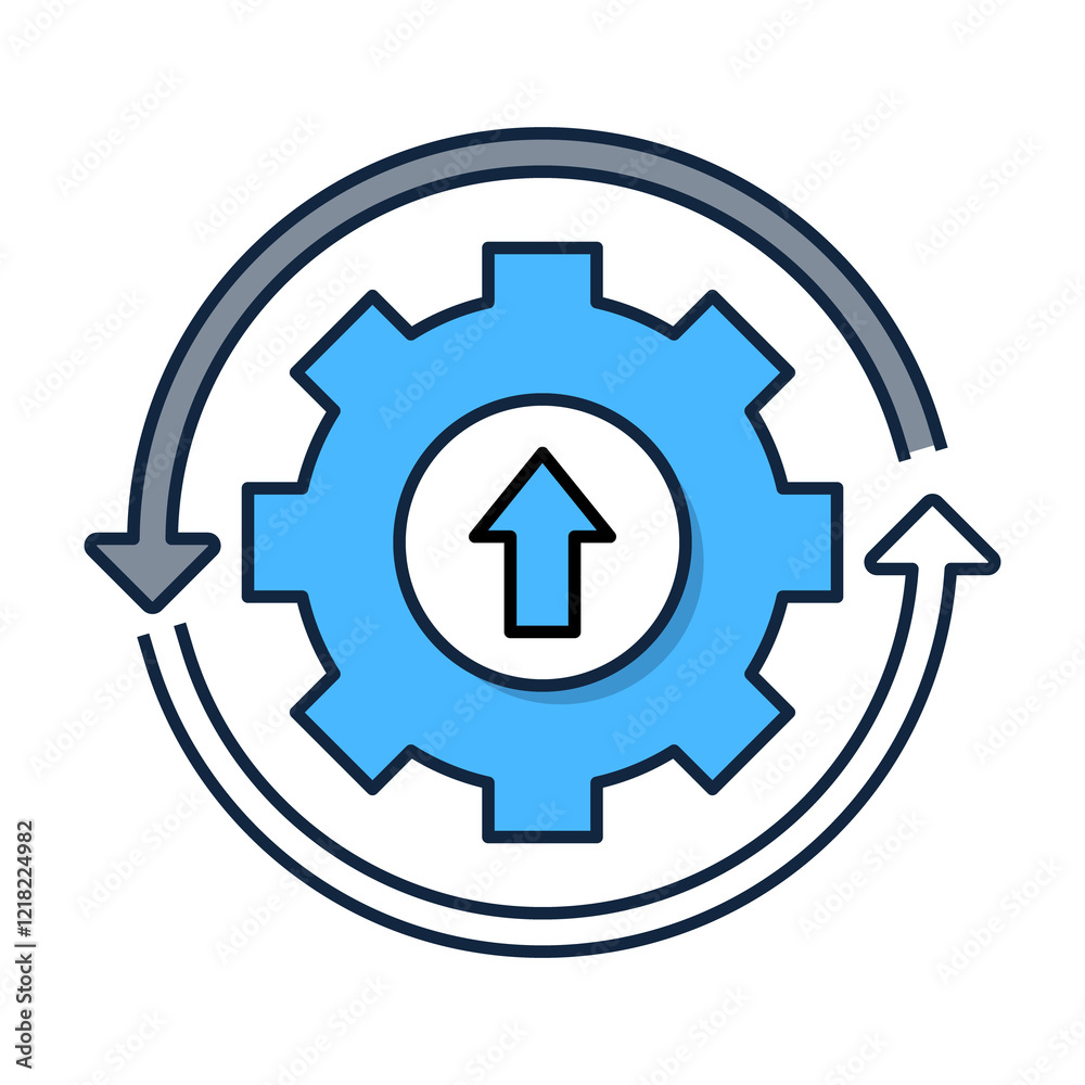 Up-to-Date Gear with Arrow Icon. Automation and System Update Icon. Illustration for Synchronization Concept. Up-to-Date Gear with Arrow Icon. Automation and System Update Icon. Illustration for Synchronization Concept.
