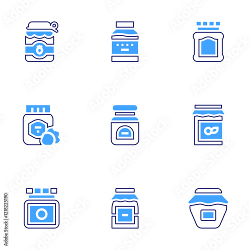 Conversation icon set. Bold line style. Duotone colors. Editable stroke. jam, cannedfood, pickles, food