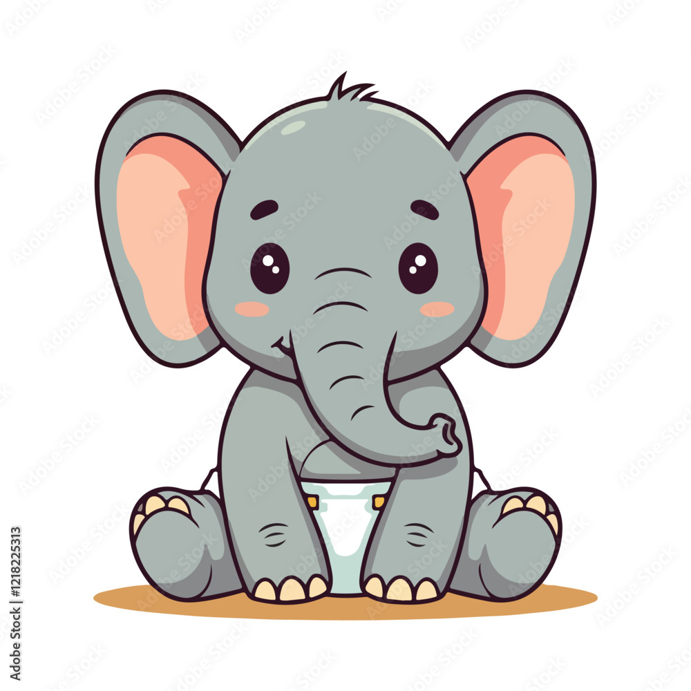 Obraz premium Cute Elephant Cartoon Vector Icon Illustration Animal Sport Icon Isolated Flat vector illustration