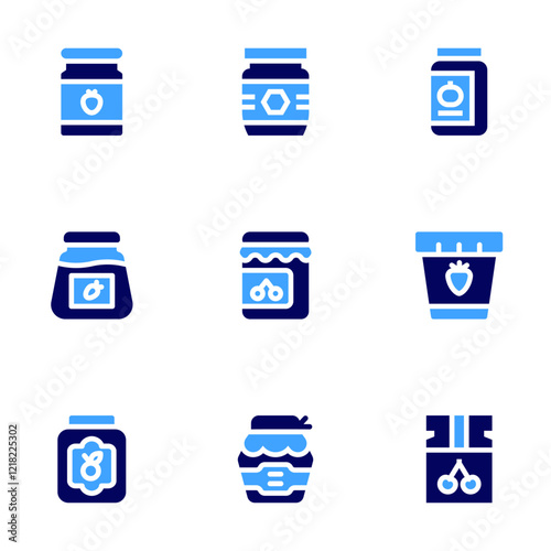 Conversation icon set. Bold style. Duotone colors. conserve, jam, jamjar, honey photo