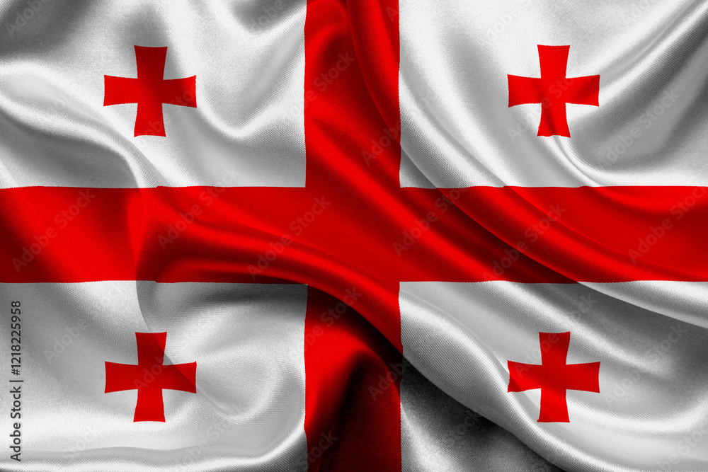 High detailed flag of Georgia. National Georgia flag. Europe. Asia. 3D illustration. High detailed flag of Georgia. National Georgia flag. Europe. Asia. 3D illustration.
