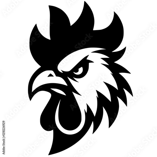 Silhouette portrait of an angry rooster