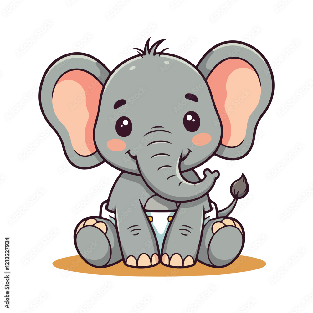 Fototapeta premium Cute Elephant Cartoon Vector Icon Illustration Animal Sport Icon Isolated Flat vector illustration