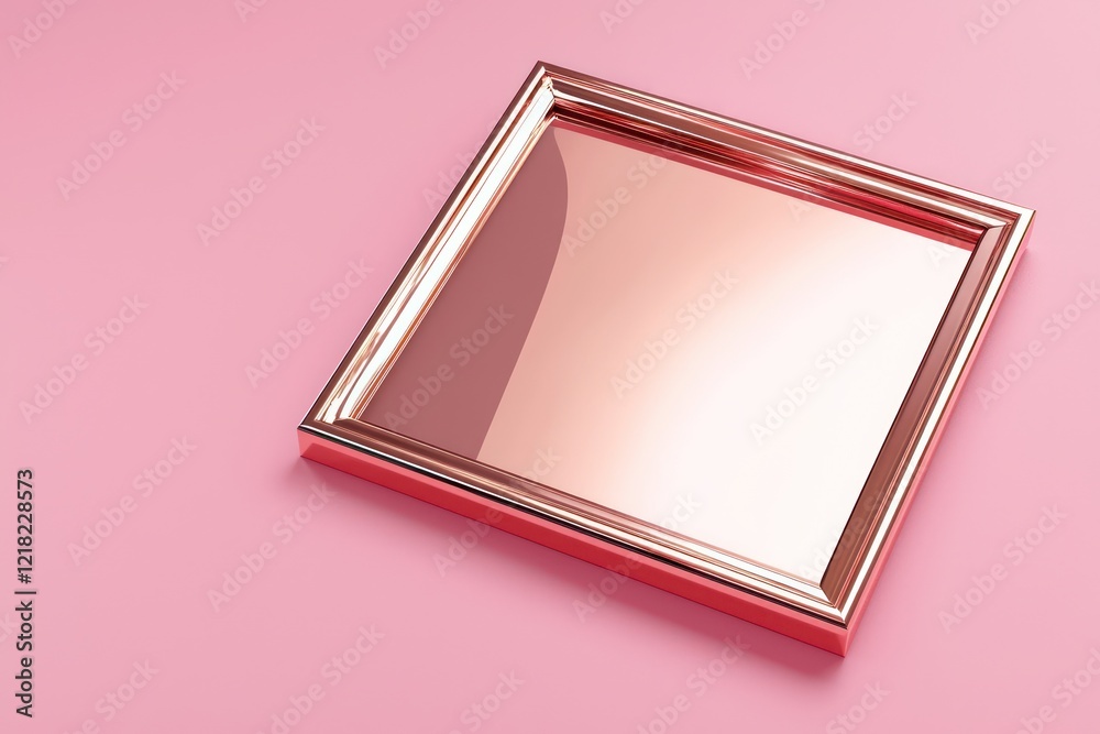 Fototapeta premium Angled position enhances dynamic rose-gold frame in 3D with polished background.
