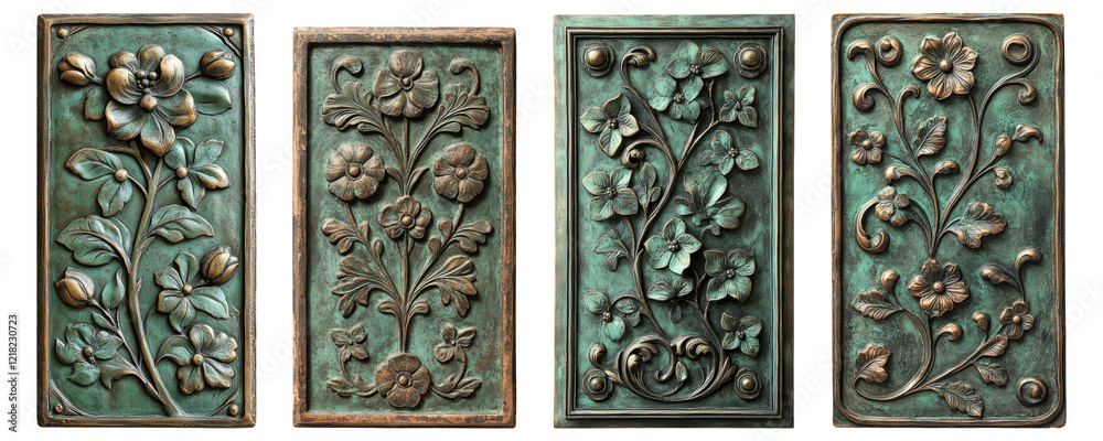 Detailed Views of Tall Stuccotextured Bronze with Green Finish Detailed Views of Tall Stuccotextured Bronze with Green Finish