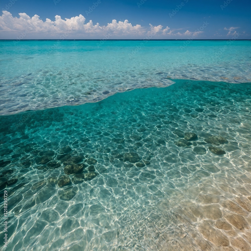 A tropical beach with crystal-clear turquoise water. A tropical beach with crystal-clear turquoise water.