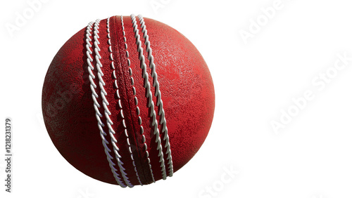 Red Cricket Ball Alpha Png. 3D Illustration