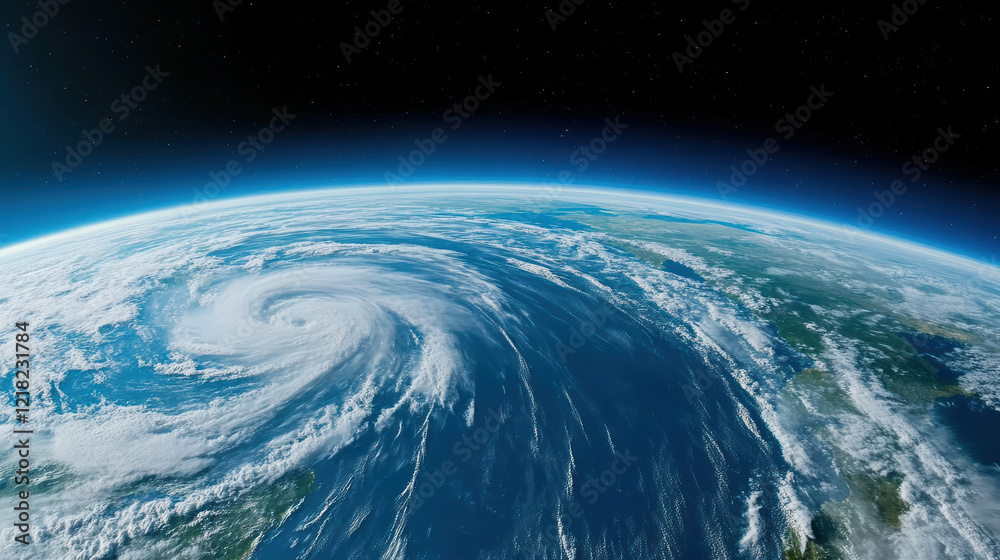 Fototapeta premium stunning view of Earth showcasing swirling storm system in atmosphere