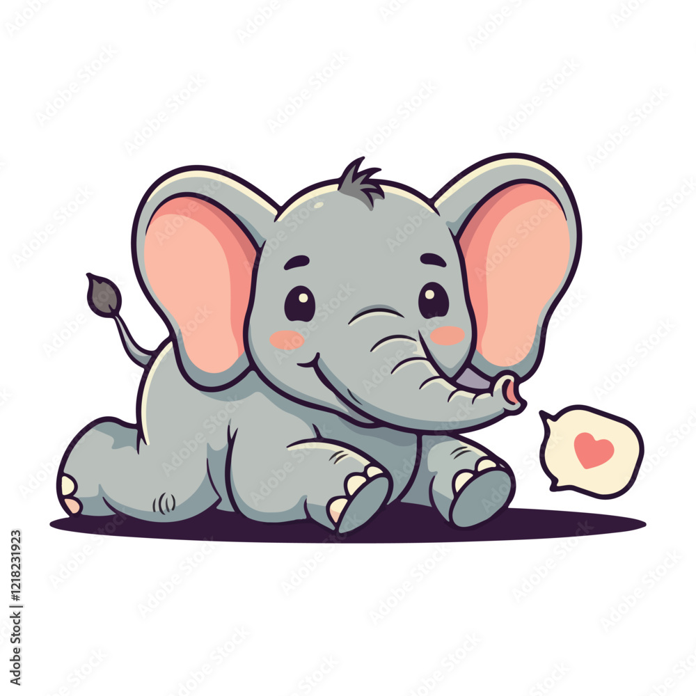 Fototapeta premium Cute Elephant Cartoon Vector Icon Illustration Animal Sport Icon Isolated Flat vector illustration