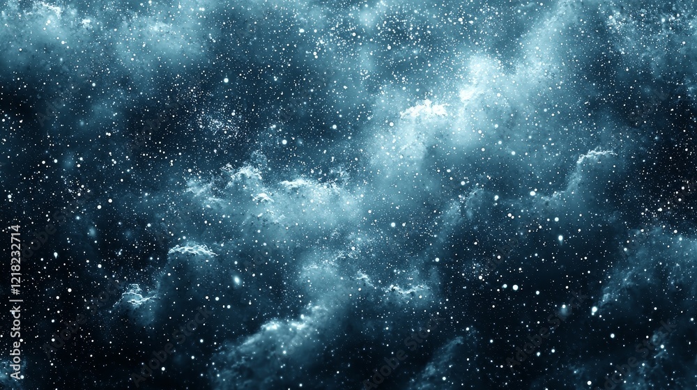 Fototapeta premium Celestial snowfall night sky abstract image cosmic environment aerial view ethereal concept