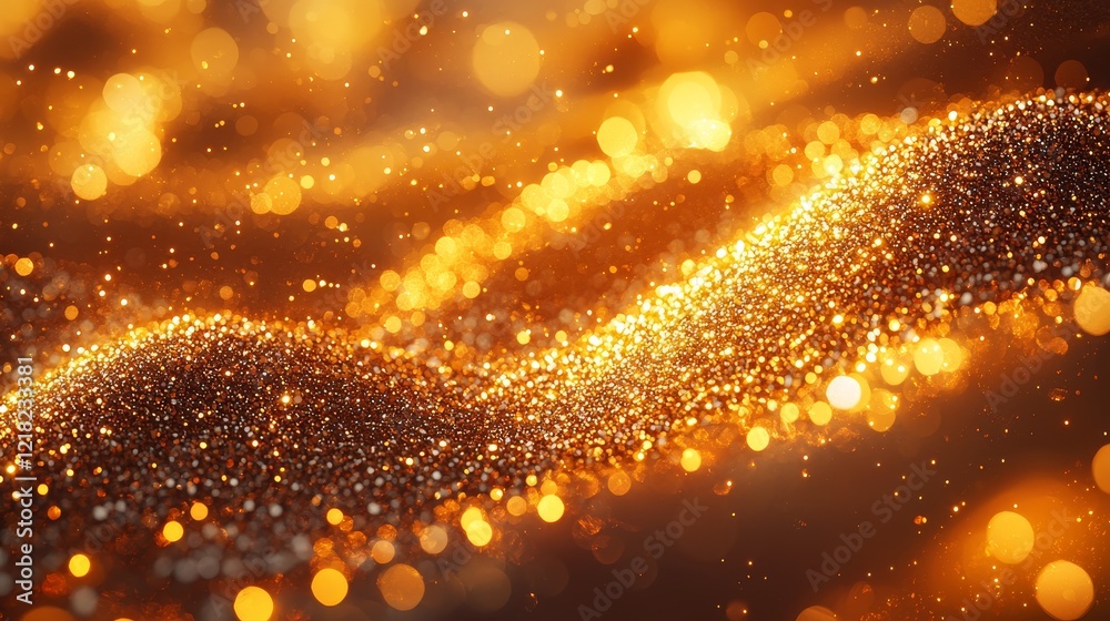Obraz premium Glittering gold waves abstract background digital art soft lighting close-up shimmering beauty