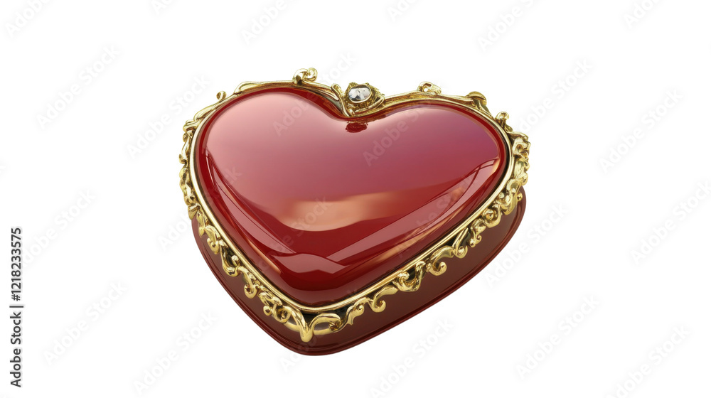 Heart shaped jewelry box on transparent background Heart shaped jewelry box on transparent background
